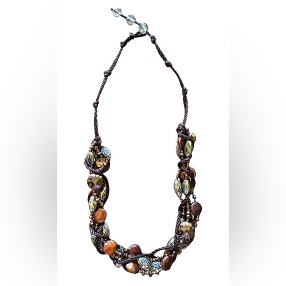 Brown coin pearl bead necklace - Picture 2 of 9